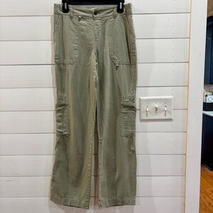 Happily Grey linen blend cargo pants sage green/khaki size Small